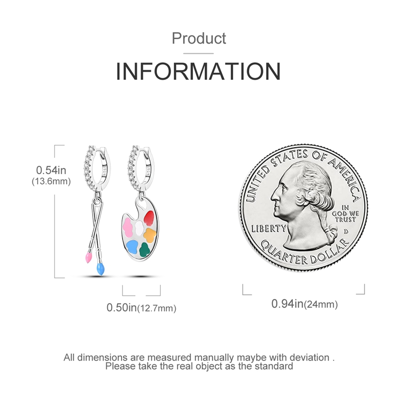 Women's 925 Sterling Silver Art Palette Earrings