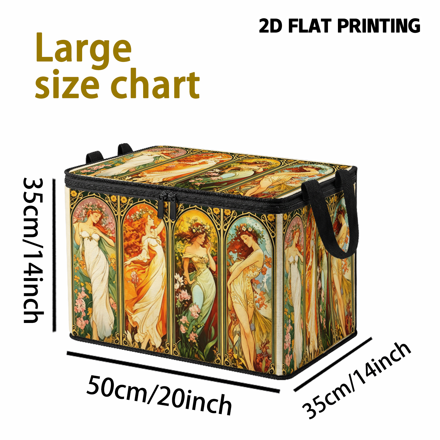 TEMU 1pc Goddess Vintage Creative Pattern, High-definition Large Foldable Zipper Storage Box. Suitable For Multi-scene Use Such As Home Clothing And