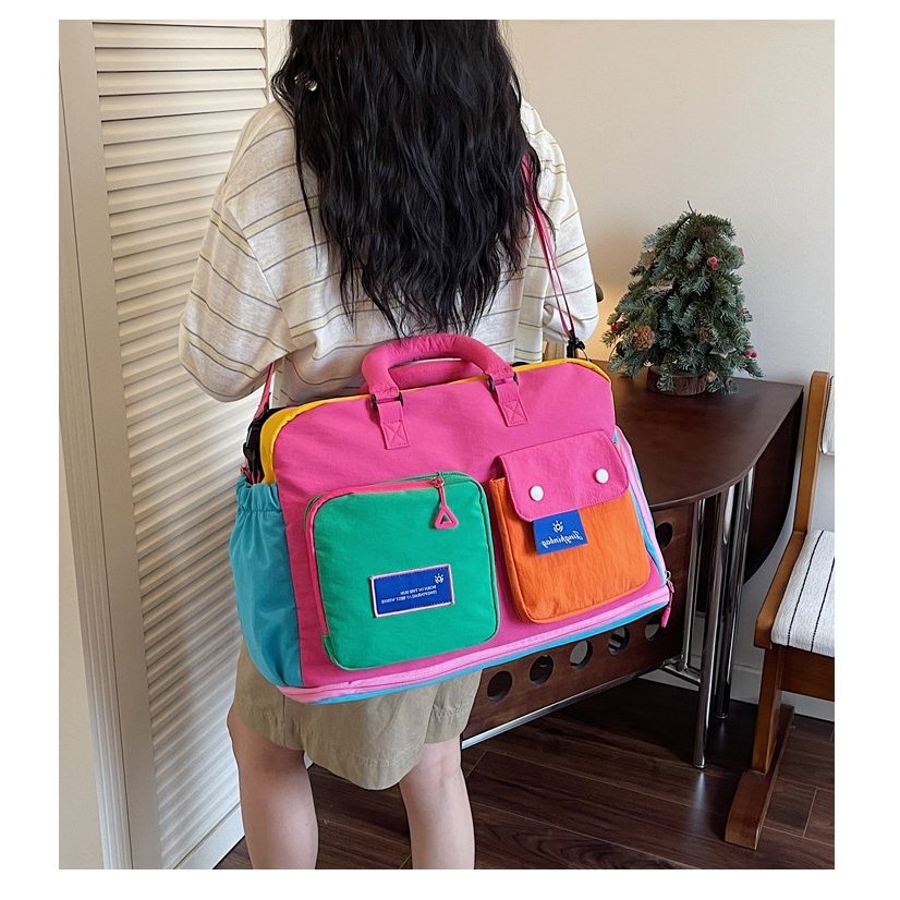 TEMU Large-capacity, Expandable, Fashionable Color- Travel Handbag With Adjustable Shoulder Strap, Perfect For Women's , Gym Trips, Outdoor
