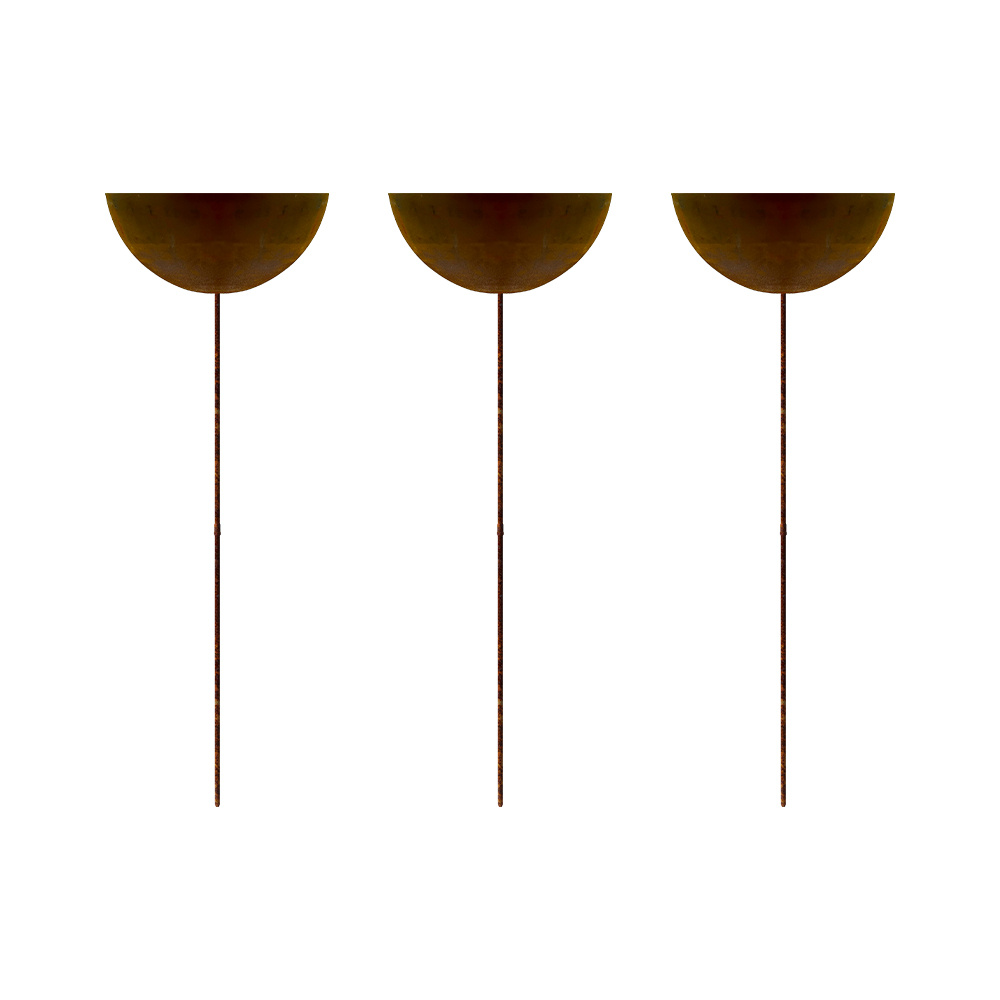 TEMU [3d] Rustic Craft 3pcs 3d Rusty Garden Planter Set, Rainwater Collector, Outdoor Insect Water Bowl, Hummingbird Feeder, Metal Outdoor Garden