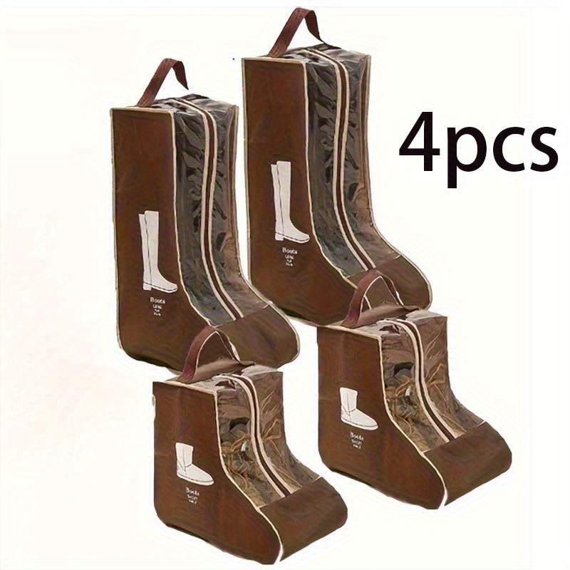 E-shop Set mit 4 Aufbewahrungstaschen aus Vliesstoff, entwickelt für Flachschuhe, Stiefel und High-Top-Stiefel. Ideal zum Organisieren von Schuhen auf