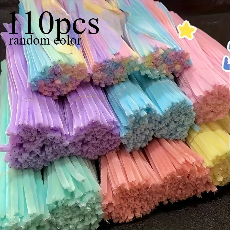 TEMU 110 bunte, gedrehte Stäbchen, zufällige Macarons zum Basteln, gedrehte Stiele, kreative Macaron-Handarbeiten, fördern die Fantasie und die
