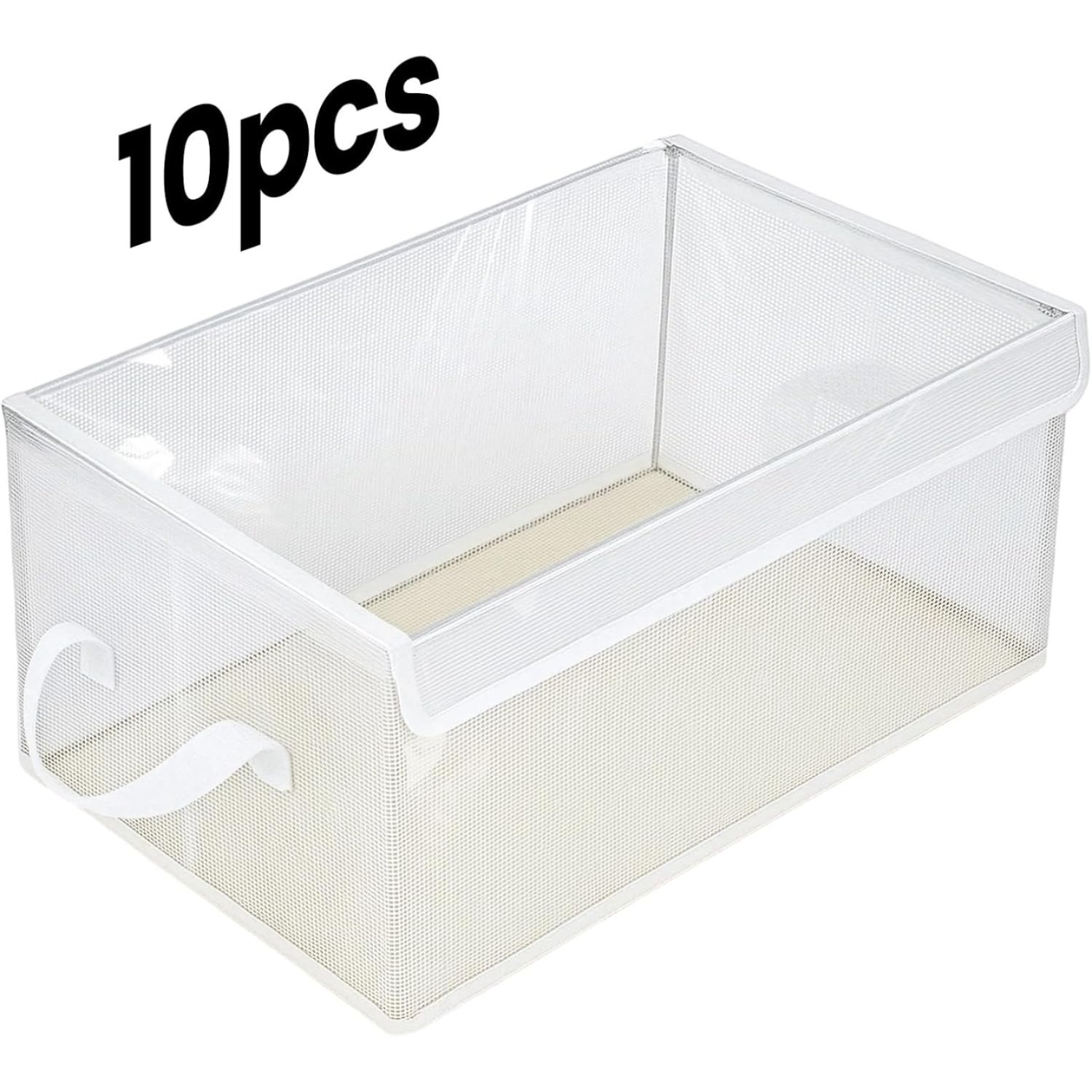 10-pack Large Transparent Storage Boxes With Lids, Pvc Foldable Organiser Containers For Clothes, Towels, Bedding & Wardrobe Storage, Mounted Closet Systems
