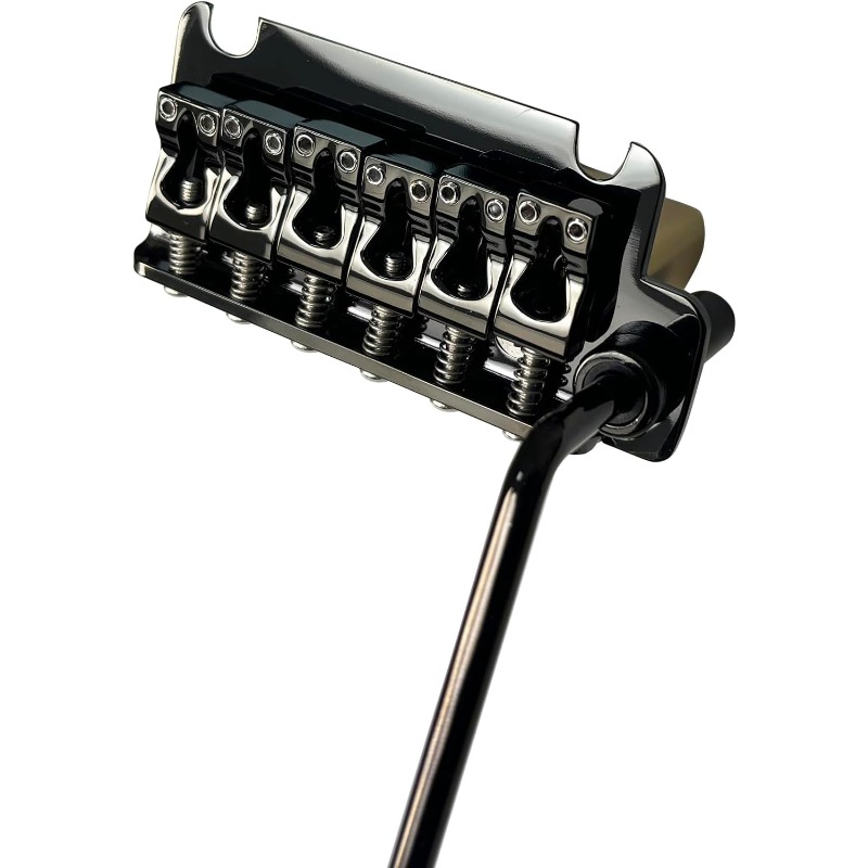 10.8mm Electric Guitar Tremolo Bridge - Heavy-Duty Stainless Steel Plate with Brass Saddles & Block, 2-Point Design, Adjustable Saddles for 6-String Guitars - Vacuum Black Finish, Guitar Pickup, Guitar Part, Bass Guitar Bridge Black