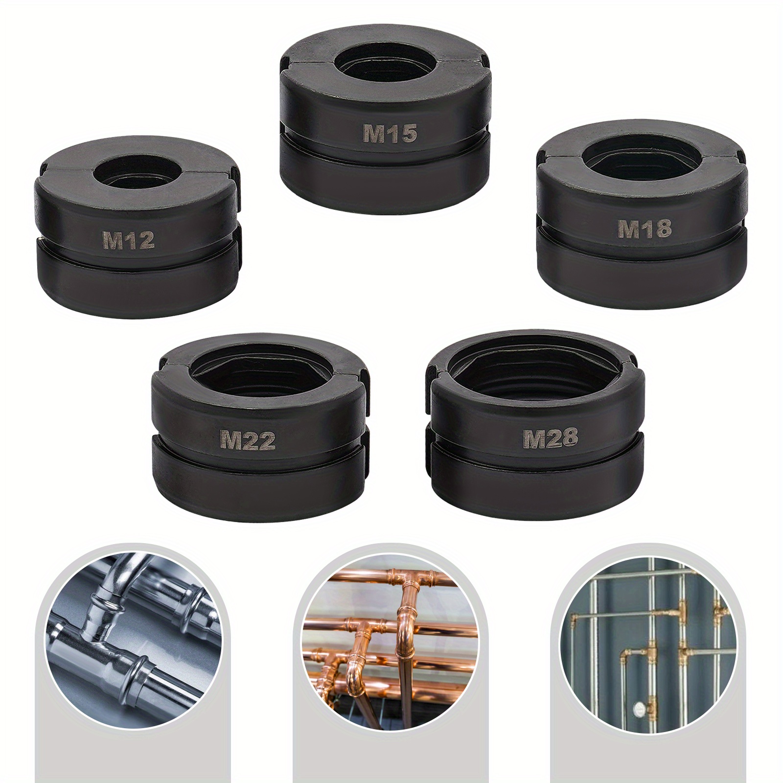 Image of 5pcs Pipe Press Jaw Kit M12/15/18/22/28mm Tube Crimping Die For Most Hydraulic Press Pliers Portable Industrial Pipe Connection Tool Industrial Pipe Fitting Tool