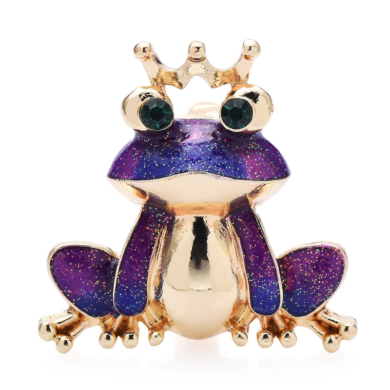 1pc   wings enamel frog brooch pin with crown   cute animal lapel pin ideal for party and everyday wear gift ready details 1