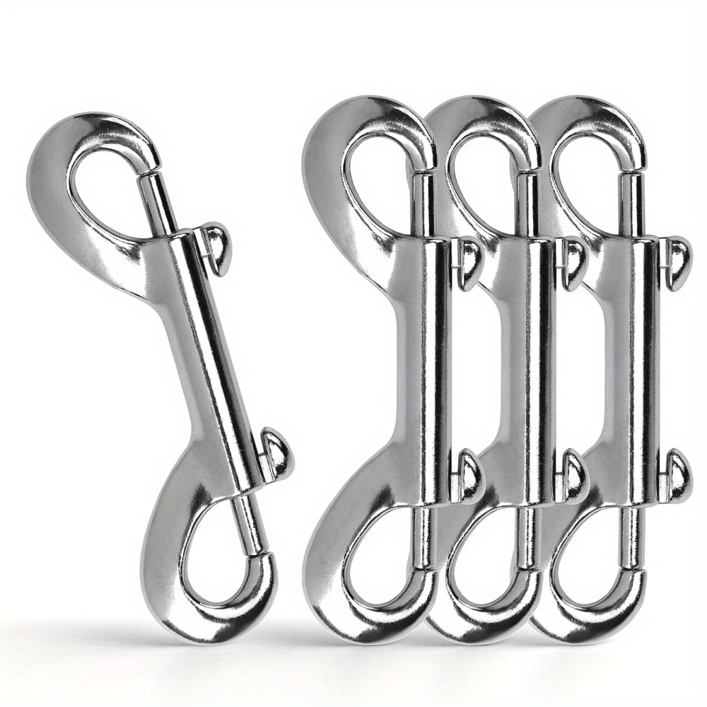 

4 Pcs Double Ended Snaps, 3.5 Inch Zinc Alloy Trigger Metal Clip, Silvery Double Ended Snap Hooks For Pet Dog Leash, Water Bucket Hooks, Key Holder, Carabiner, Home, Farm, Other Indoor And Outdoor.