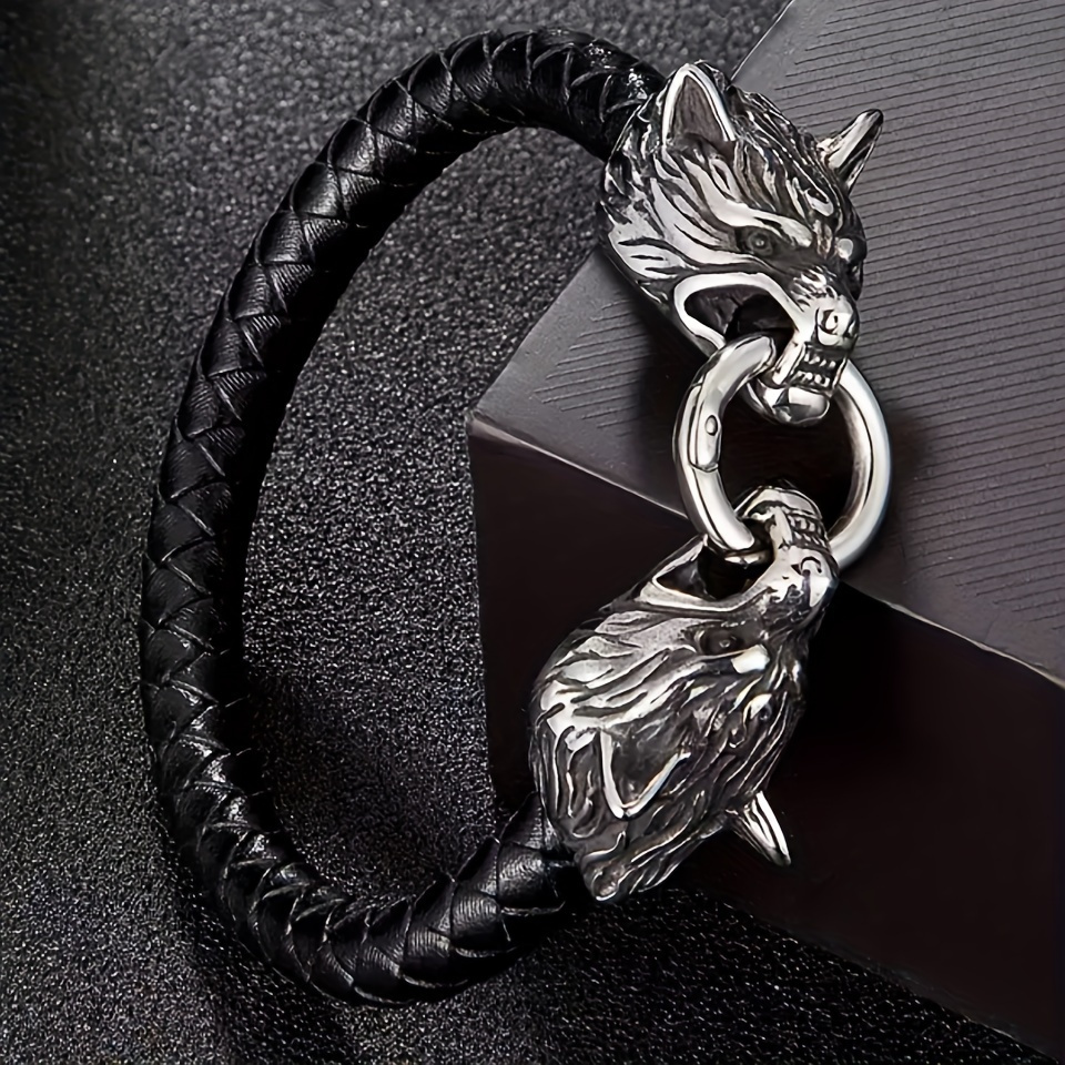 

1pc Steel Wolf Decor Bracelet For Men