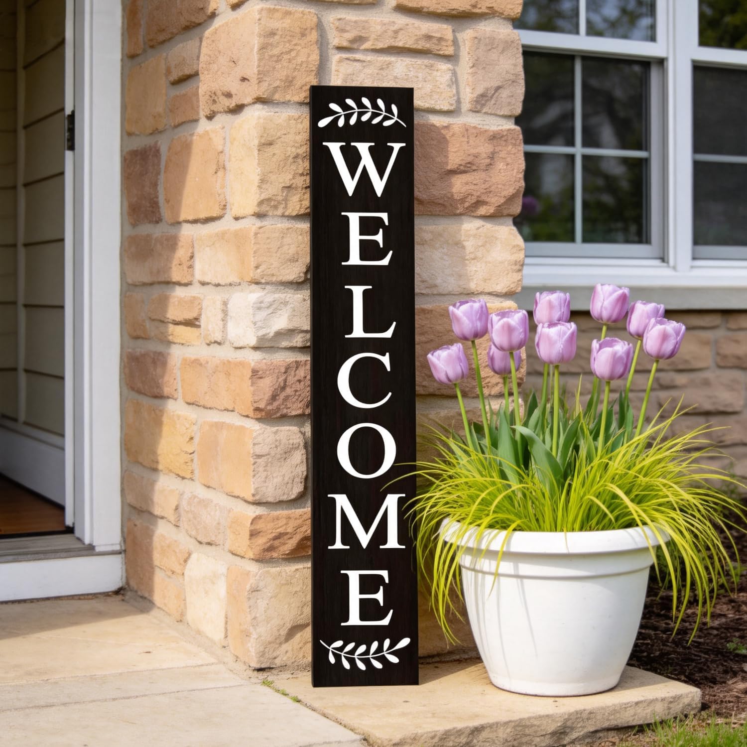 TEMU Welcome Sign Front Porch, Large Wooden Welcome To Sign Door Hanging Standing Plaque, Farmhouse Vertical Outdoor Porch Decorations Yard Patio