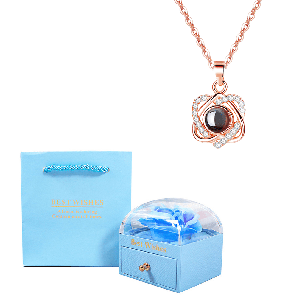 100 Languages I Love You Projection Double Heart Pendant Necklace