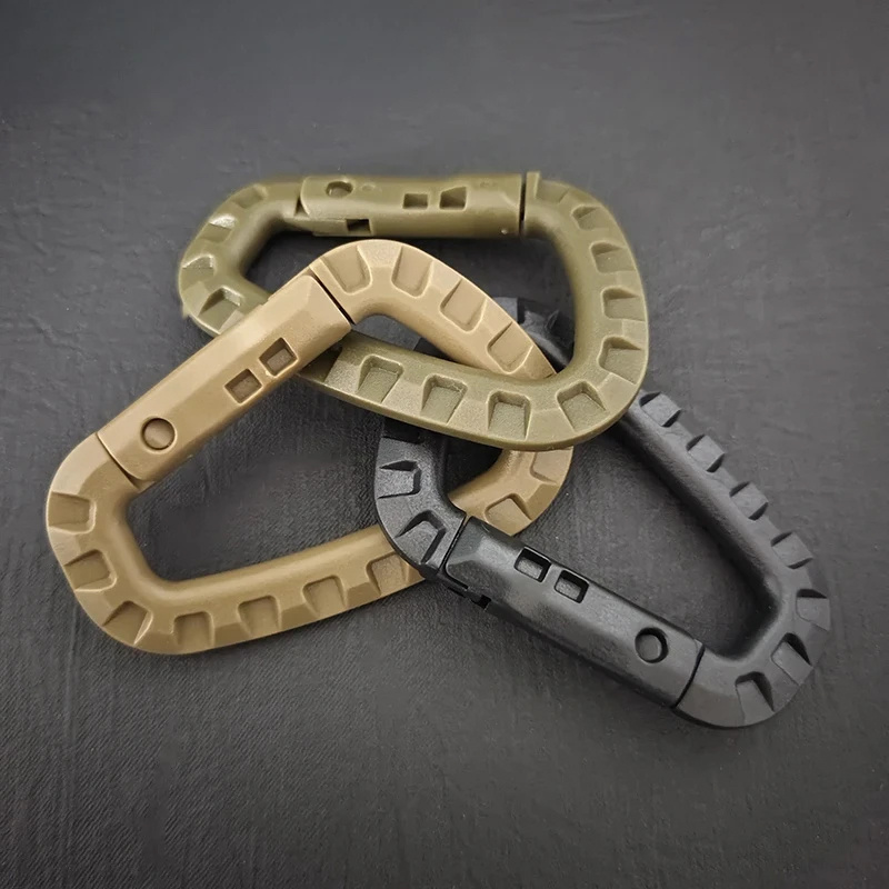 Image of 3pcs D-ring Bag Clips, Lightweight Snap Buckles For Backpacks, Webbing, Camping, Hiking & Daily Use, Without Battery