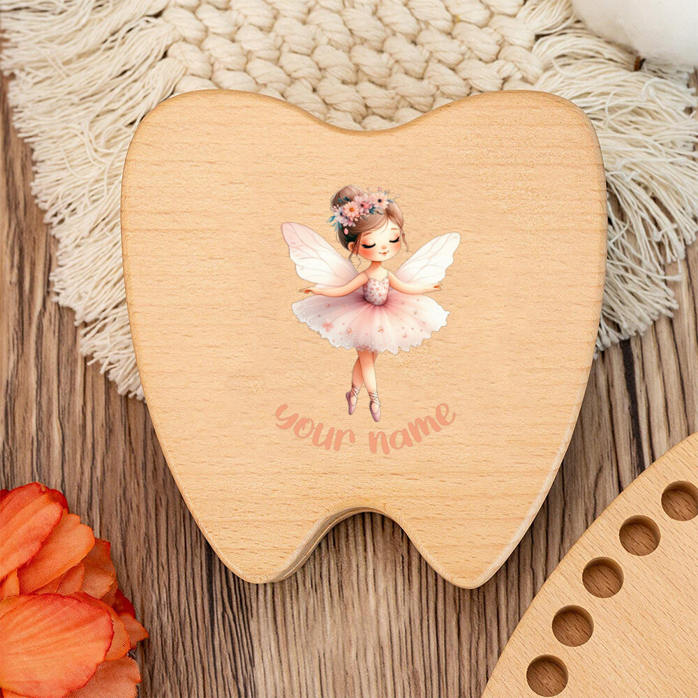 TEMU Custom Wooden Tooth Fairy Box, Cord Memory Box, Adorable Keepsake Box For Teeth With Tweezers And Fetal Hair Holder, Documenting Tooth Details