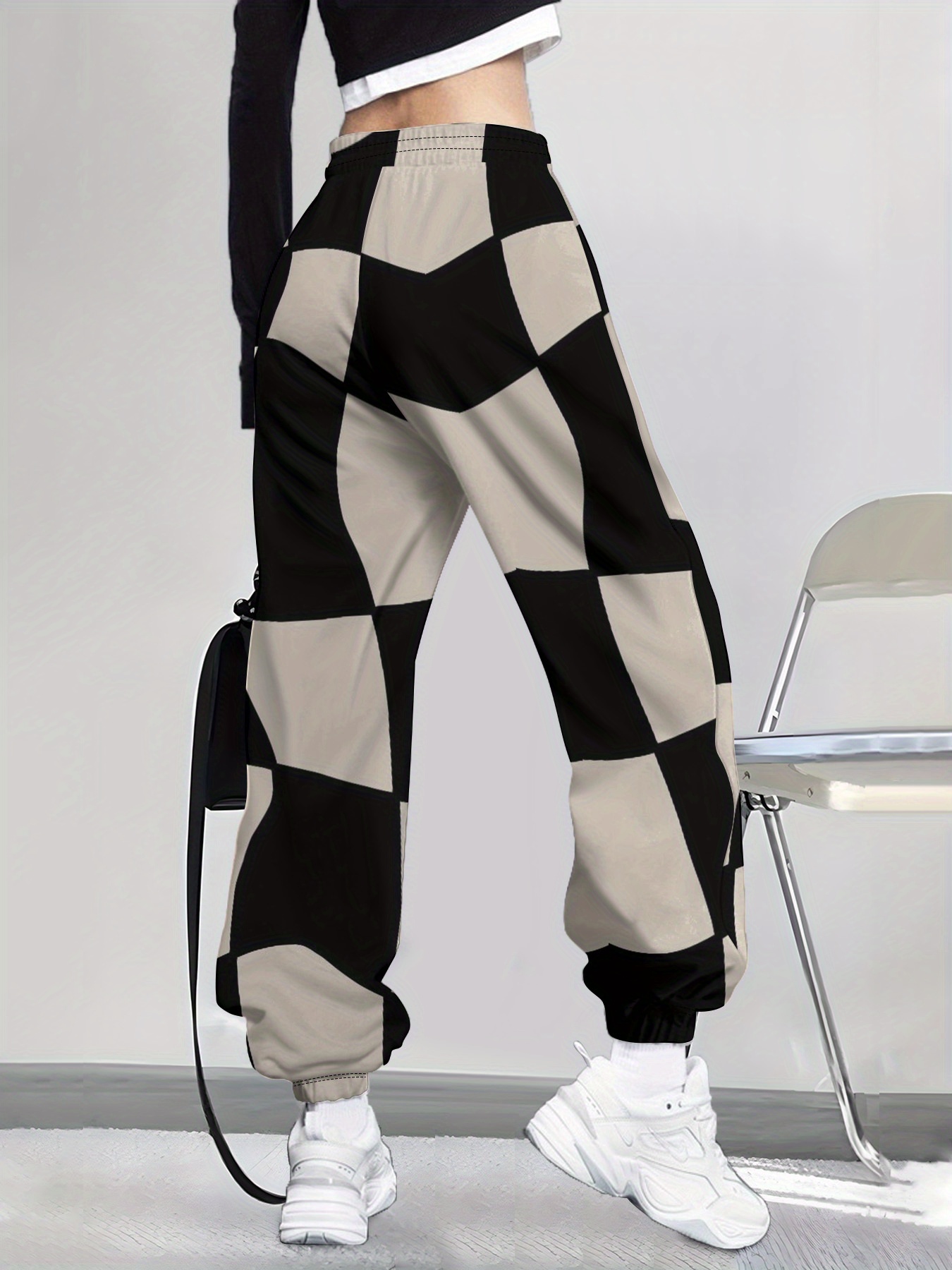 【ARGUE 】cotton modal block check pants checkerboard pants sold on Temu Canada