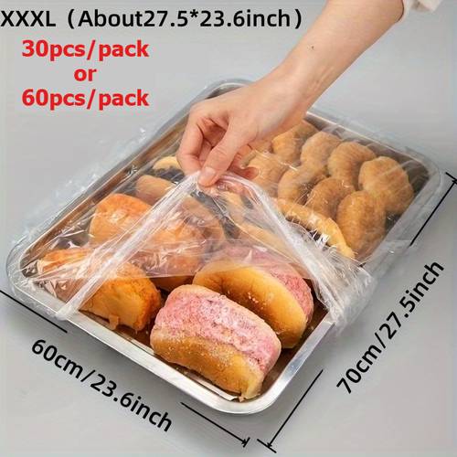 30pcs 60pcs xxxl extra large food grade food preservation films food dust covers elastic pe food caps fits for bread fruits snacks vegetables and ddesserts kitchen household items kitchen storage solution