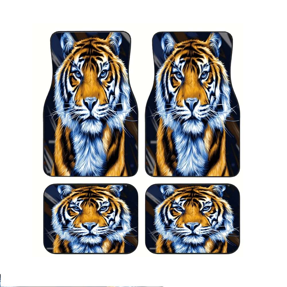 TEMU 4pcs Colorful Dog Print Car Mats, Full Coverage Fit, Xpe Anti-slip Wear-resistant Car Mats For Suv Interior, Fine Texture Car Carpet