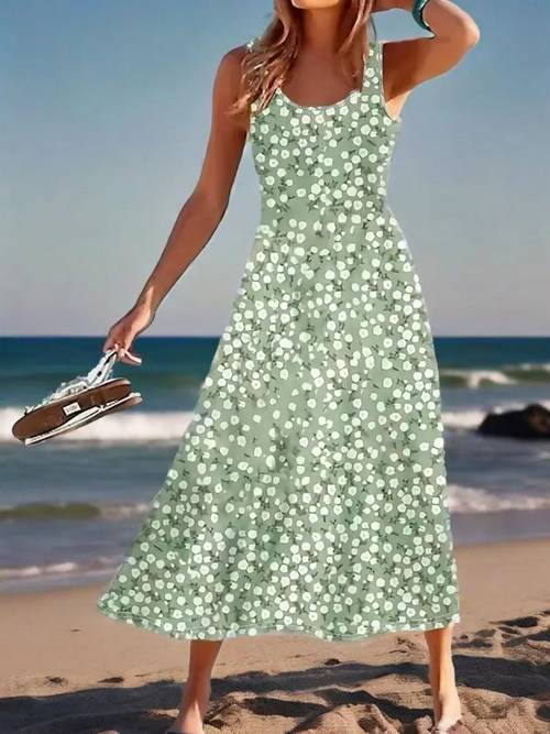 summer dresses for women 2025 sleeveless boho maxi sundress loose casual flowy beach dress midi dress