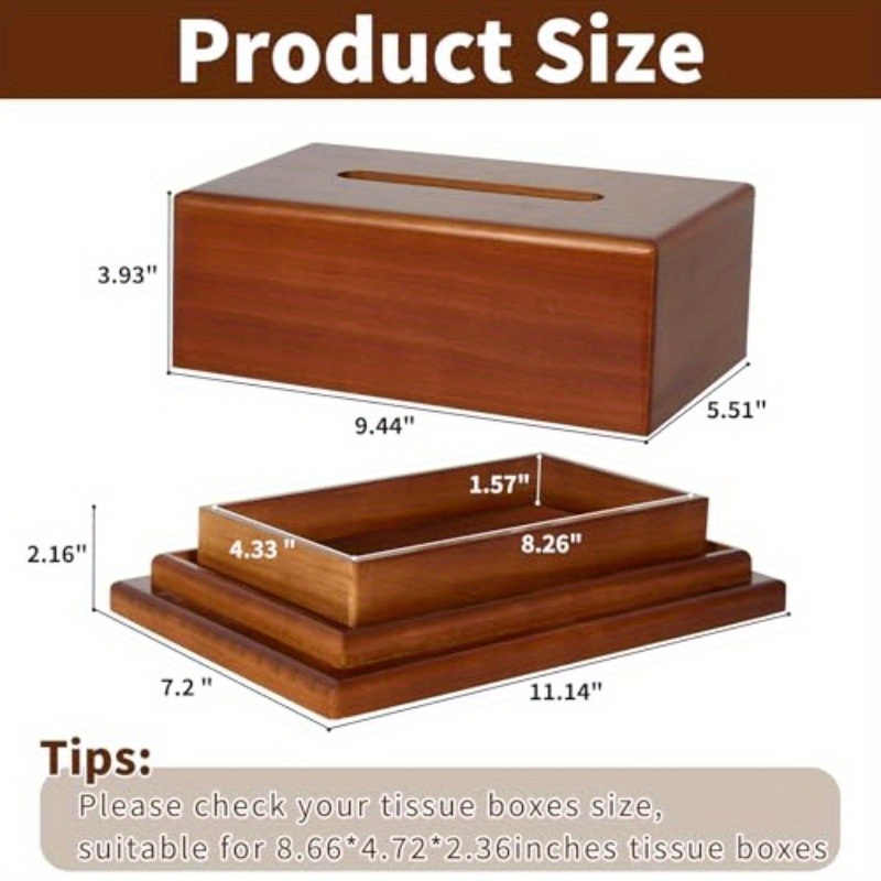 wooden tissue box cover with hidden compartment decorative facial   multi functional storage for bathroom office nightstands elegant wooden tissue holder with secret storage bathroom organizers and storage nightstand organizer modern aesthetic polished   Product details 1