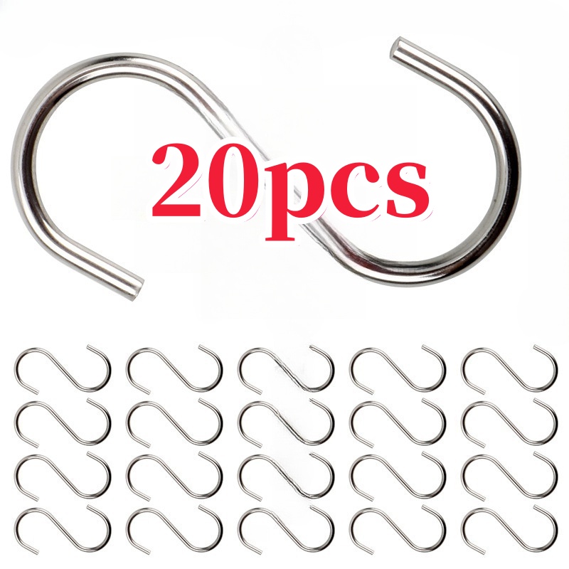 TEMU 20 Heavy-duty Metal Hooks - S-hooks - Organizer - Durable Easy-to-install Non-slip Wall Hooks, Corrosion-resistant , Suitable For Plants,