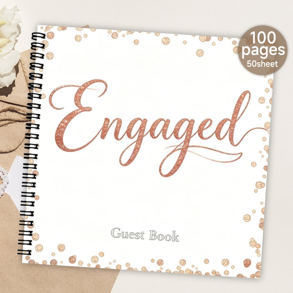 TEMU 1pc Spiral Guestbook, Blank Page Engaged Guest Book, Guest Message & Signature Book For Engagement Celebration, Meaningful Gift & Souvenir Album