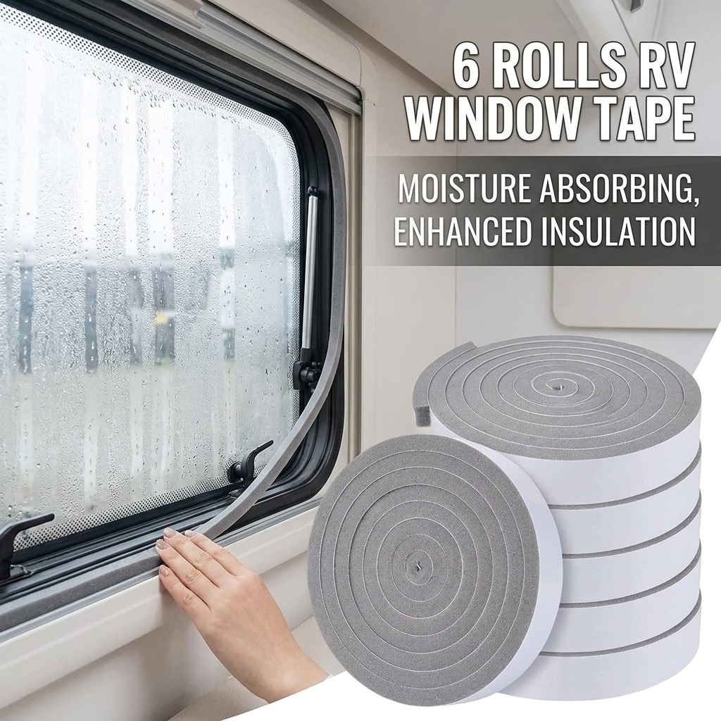 TEMU 6 Rolls Anti-condensation Rv Butyl Window Tape - White, Moisture Absorbing Strip For Enhanced Airflow And Insulation, Ideal For Rvs And Home