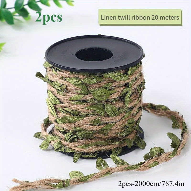 Image of 2 Rolls - 20m Multi-strand Braided Natural Tough Linen Ribbon - Clear Leaf Texture + Accents, Suitable For Themed Parties/christmas/weddings/home Holiday Decorations, It Very Cozy