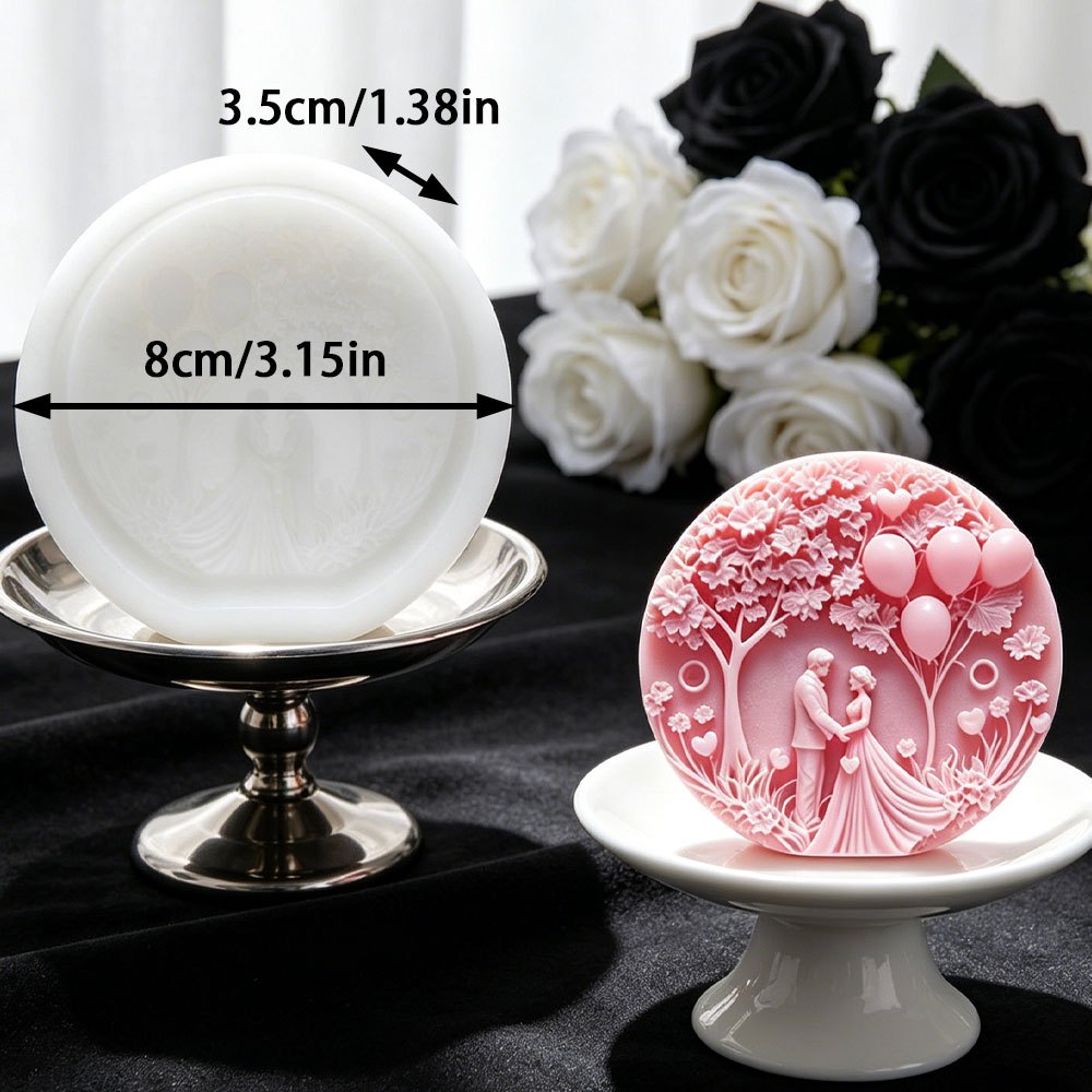 TEMU Romantic Wedding Relief Candle Silicone Mold Forest Balloon And Diy Scented Soap Resin Party Decor Handmade Bride Groom Souvenirs