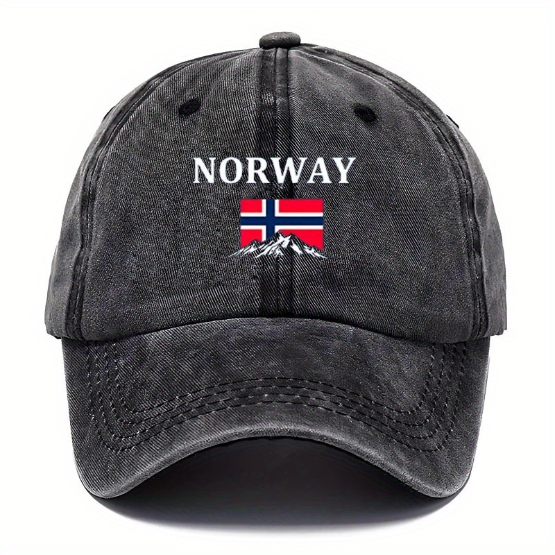 Adjustable Washable Baseball Cap with Norway Design