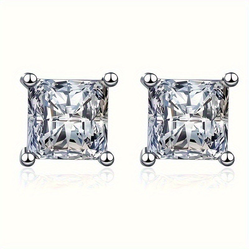 Women's 0.5/1 Carat Princess Cut Synthetic Zircon Stud Earrings