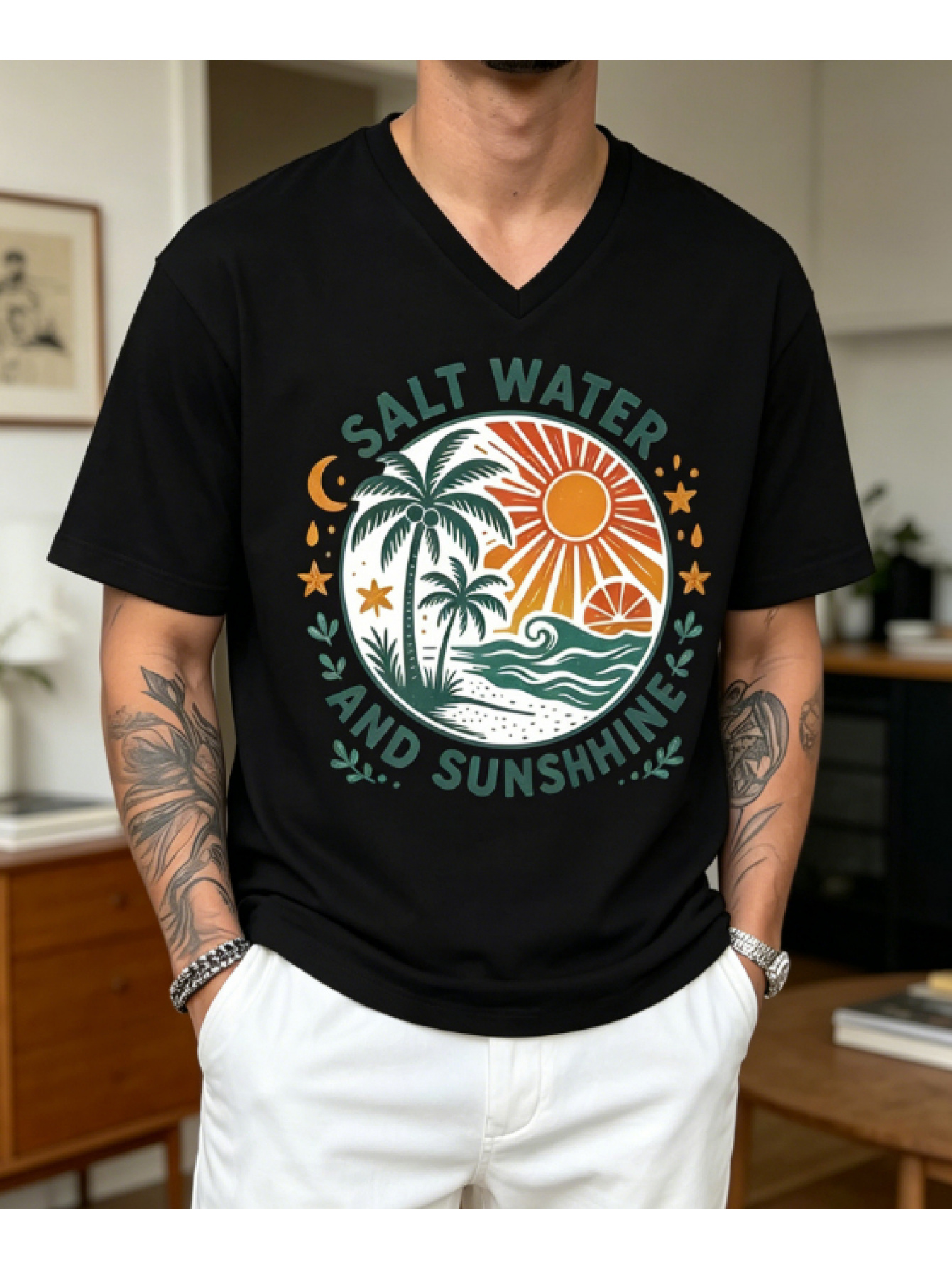 item picture printed design not textured day fun     fun v neck t shirt mens v neck t shirt plus size