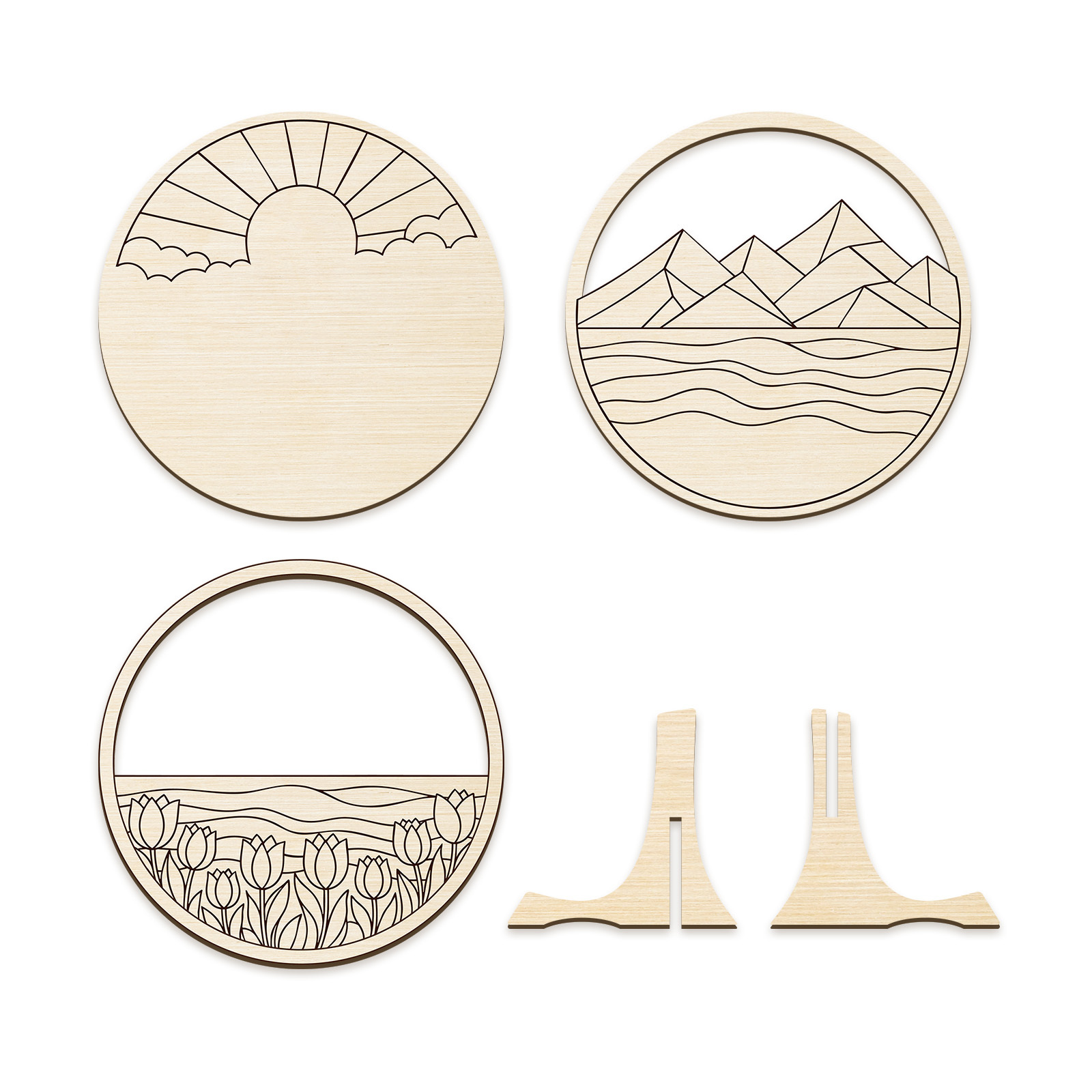TEMU 1 Set 3-tier Paintable Wooden Art Craft Kit, For Home Decor, 3-tier Desktop/shelf Wall Decoration With Paintable Layers, Creative Housewarming