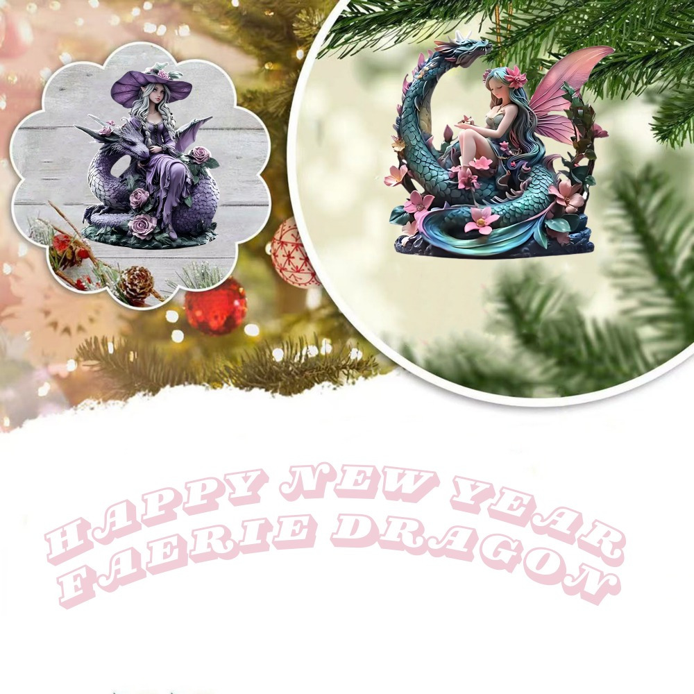 

A Set Of 10 Fairy And Dragon 2d Wooden Ornaments, Christmas, New Year, Or Party Gifts, Suitable For Home, Windows, Office, Classroom, Car Mirror, And Holiday Party Supplies.