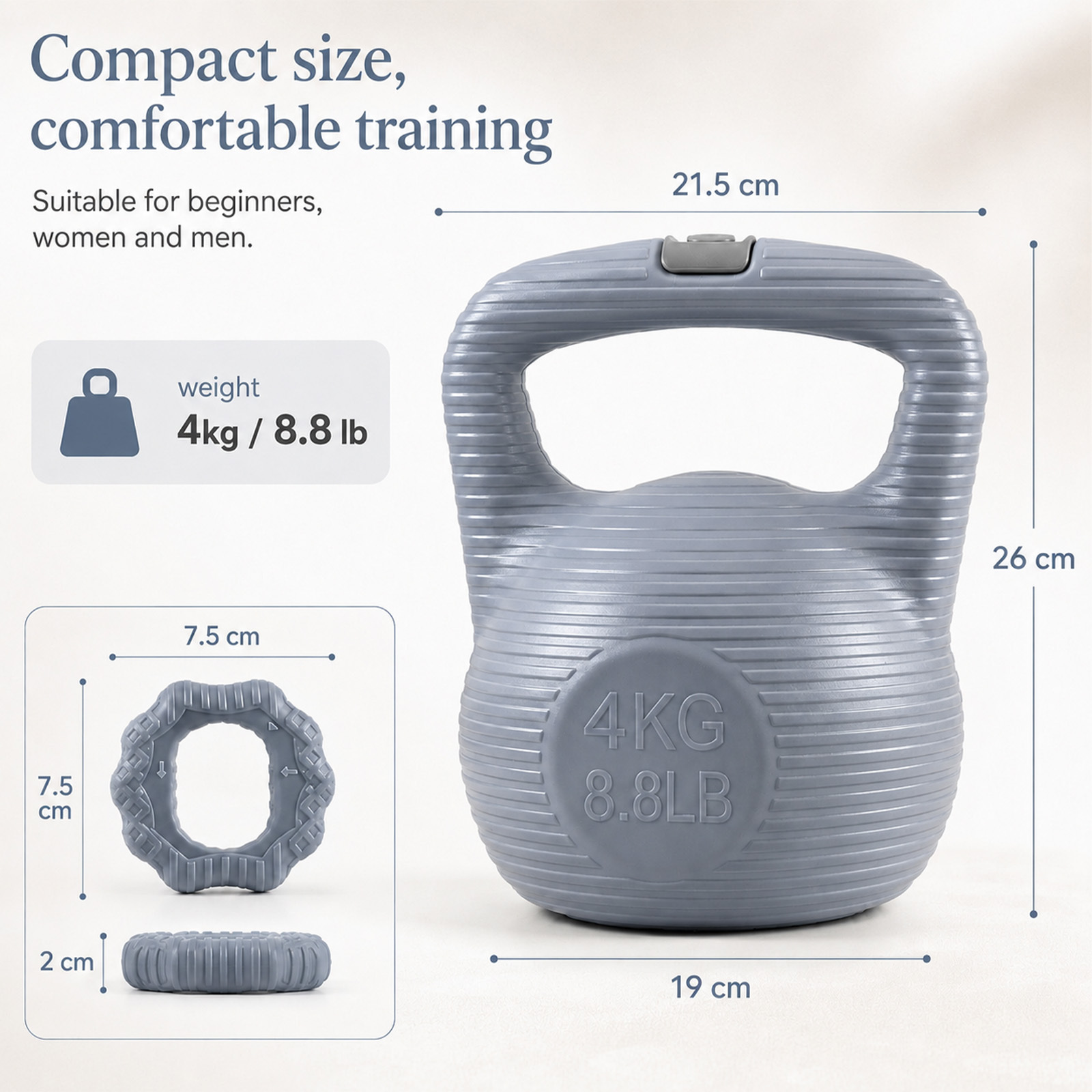 Image of Set: Water-fillable Kettlebells Multi-weight Options For Home Gym & Yoga Workouts Perfect Gift For Set 4kg Kettlebell + 2 Grip Rings