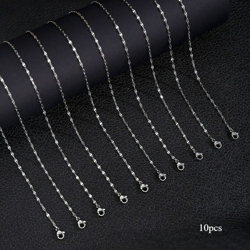TEMU 10 piezas/bolsa Cadena para Labios de 40+5 cm con Cierre Langosta, Accesorio Versátil DIY Joyería Clavícula Diseño Minimalista Collar en Capas