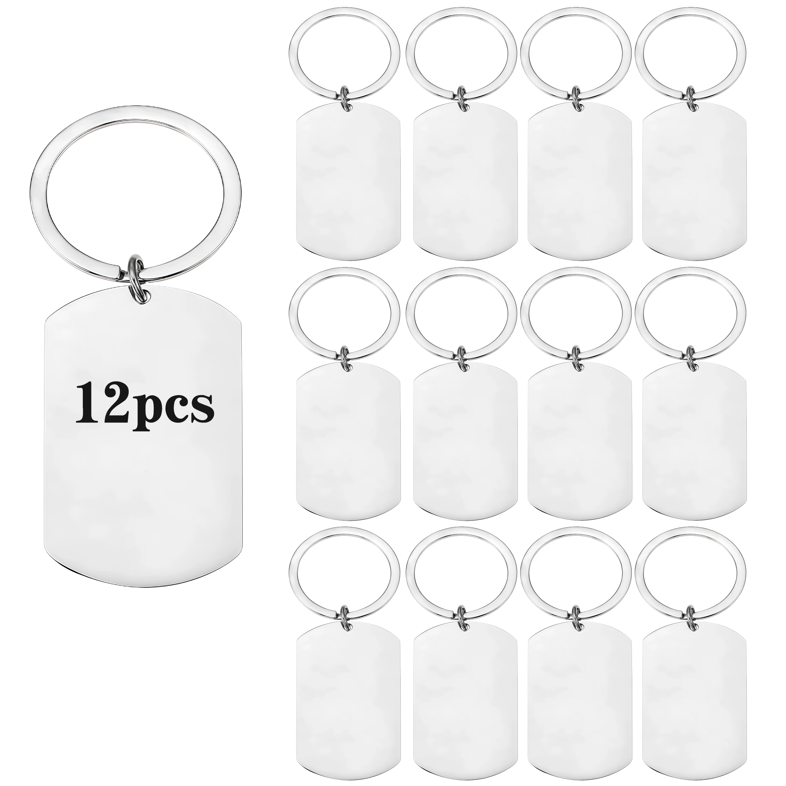 TEMU 12pcs--engravable Military Tag Stainless Steel Metal Keychain Blanks, Laser Engraved Stainless Steel Keychain Stamping Blanks, Keychain Tags For