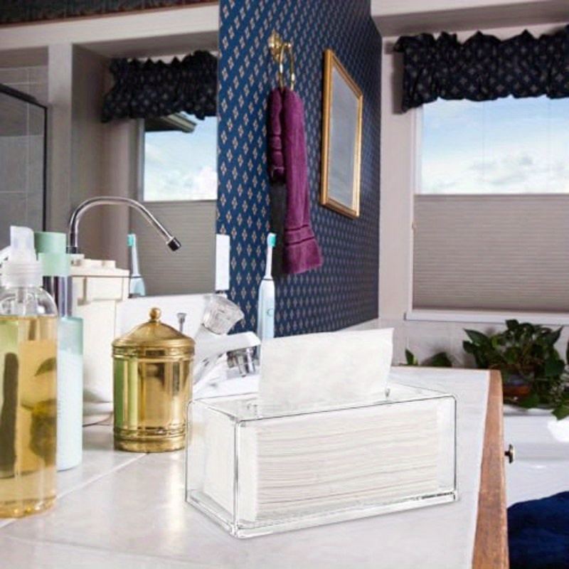 2 pack clear tissue dispenser box lar facial acrylic tissue box cover holder napkin organizer for bathroom kitchen and office room rectangle 10l x 5 3 w x 4 3 h Product details 4