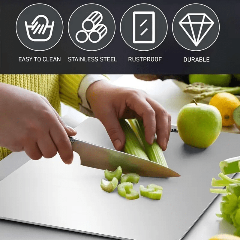 premium double sided titanium steel cutting board   pure grade   hygiene   kneading rolling dough ideal gift for christmas thanksgiving fathers day mothers day japanese silvery kitchen details 1