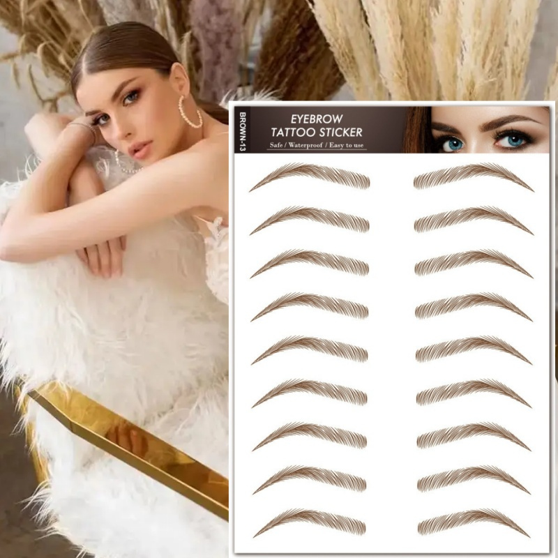 Image of 6 Brown Eyebrow Stickers Are Easy And Easy To Operate. Wild Eyebrows Are Waterproof, Long-lasting, And Have Distinct . Fake Eyebrows Are Disposable Tattoo Stickers