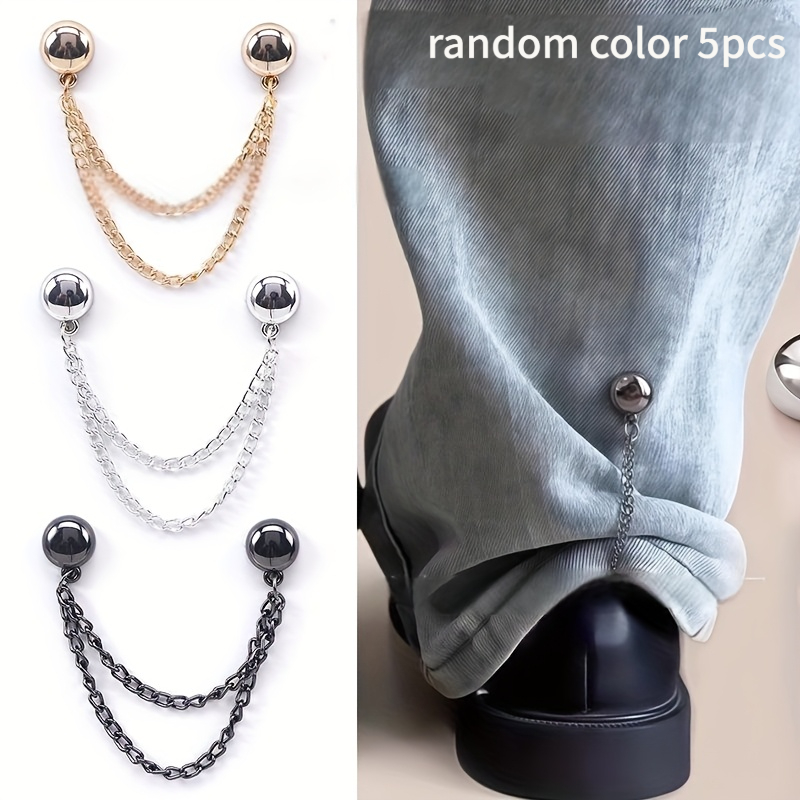 TEMU 5pcs (random Color) Women's Clothing Clips - Adjustable Chain Design, Ball-shaped Decoration/suitable For Shirts/sleeves/dresses/pants - Instant