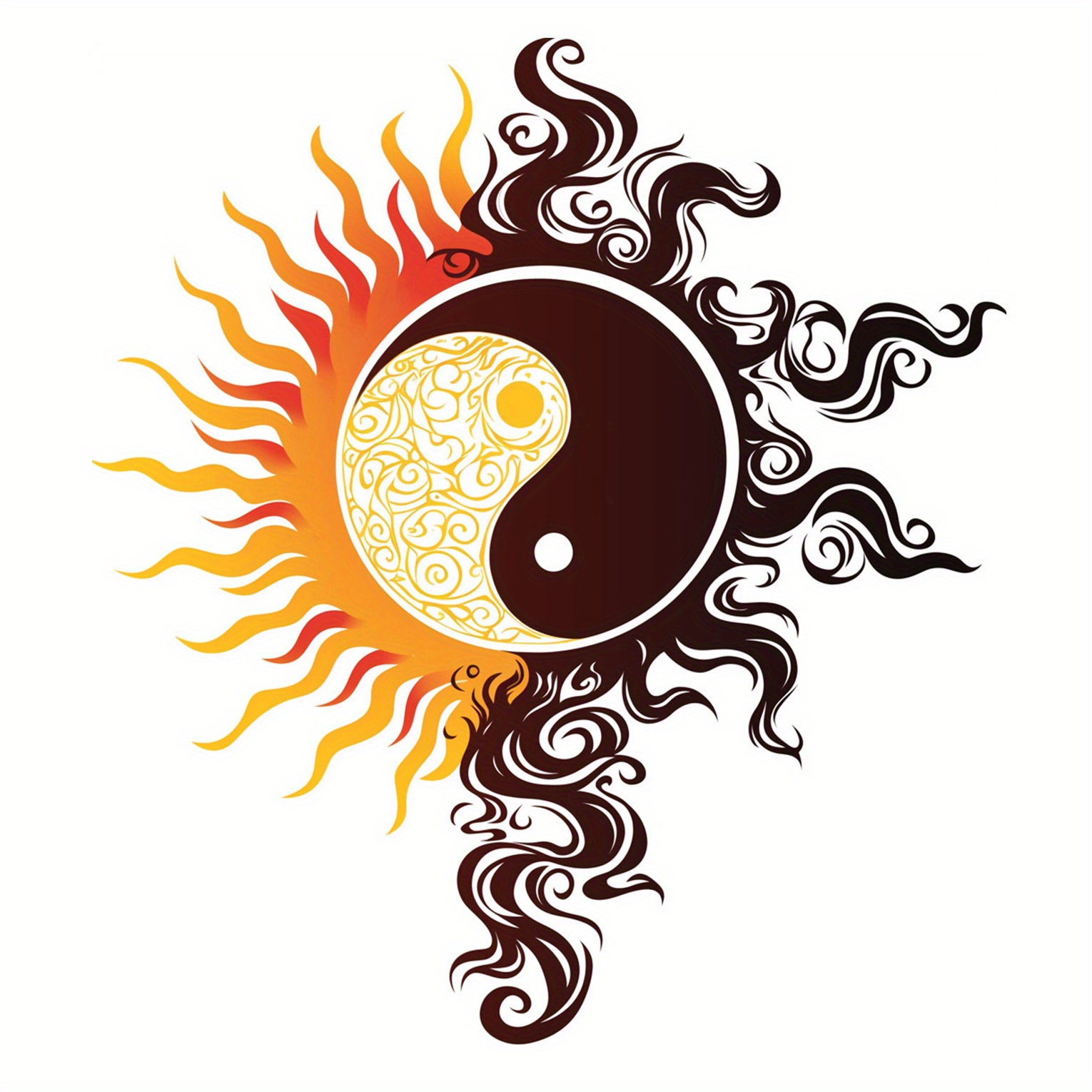 Image of 2 Sheets Of Yin Temporary Tattoos, Body Art Stickers Suitable For Party Decorations And Favors, Designed For Adults, Including Men And Women, To Apply On The Neck, , And Chest