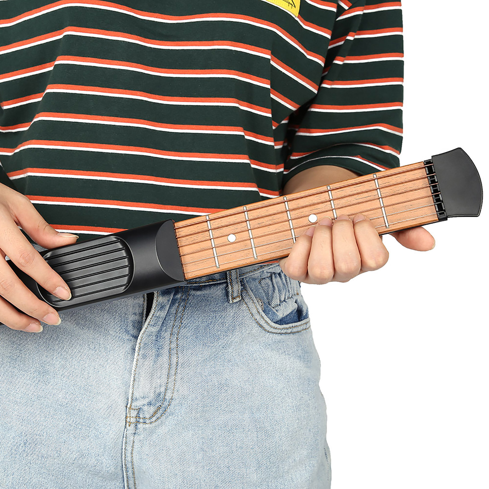 

1pc Fdit 6-fret Pocket Guitar, Portable Ukulele For Beginners, Chord Trainer With Audio Amplifier And 6.5 Hours Long- Battery