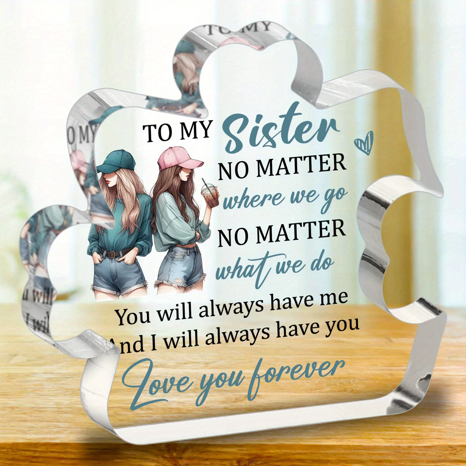 TEMU 2d Flat, 1pc Acrylic Sister Desk Ornament- Gift From Brother Or Sister For Christmas, Thanksgiving, Weddings, Birthdays- Versatile Indoor And