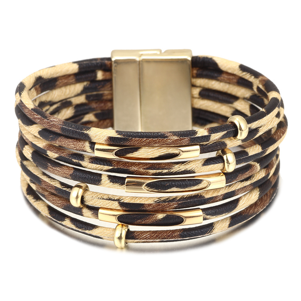 TEMU 1pc Bohemian Leopard Print Bracelet For Women - -coated & Music Festival Jewelry, Adjustable Stretchy Design, Festival Accessories | Uvcoated