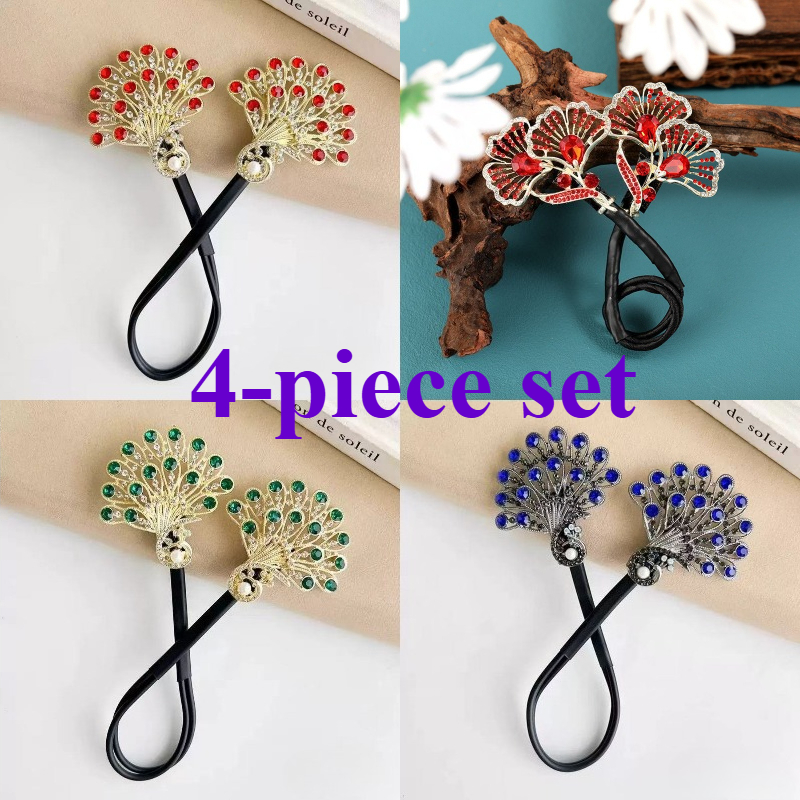 4pcs Elegant Peacock Clip, Updo Tool With Inlay, Women's Anti Slip Magic Hairstyle Accessory, Quick And Simple Hair Bun Making Tool For Daily, Work, And Special Occasions