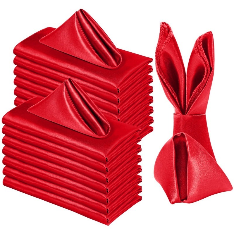 36 Square Satin Dinner Napkins - 11.8 X 11.8 Inches, Texture, Perfect For Restaurant, Wedding & Banquet Table Decoration