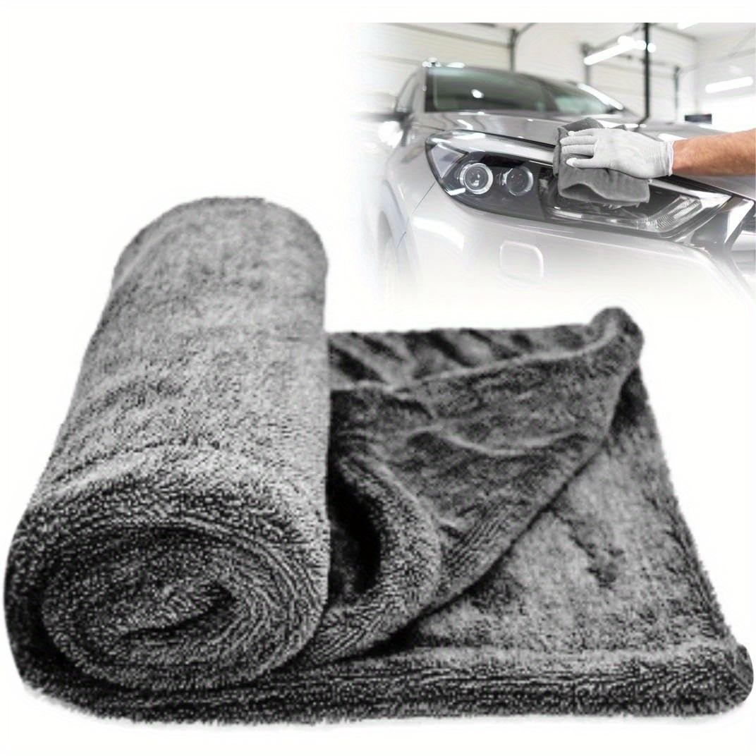 

Premium Large Microfiber Drying Towel For Car Suv Truck And Home, Large And Soft Microfiber Towel, 1400gsm, Twisted , 32" X 20" Gray