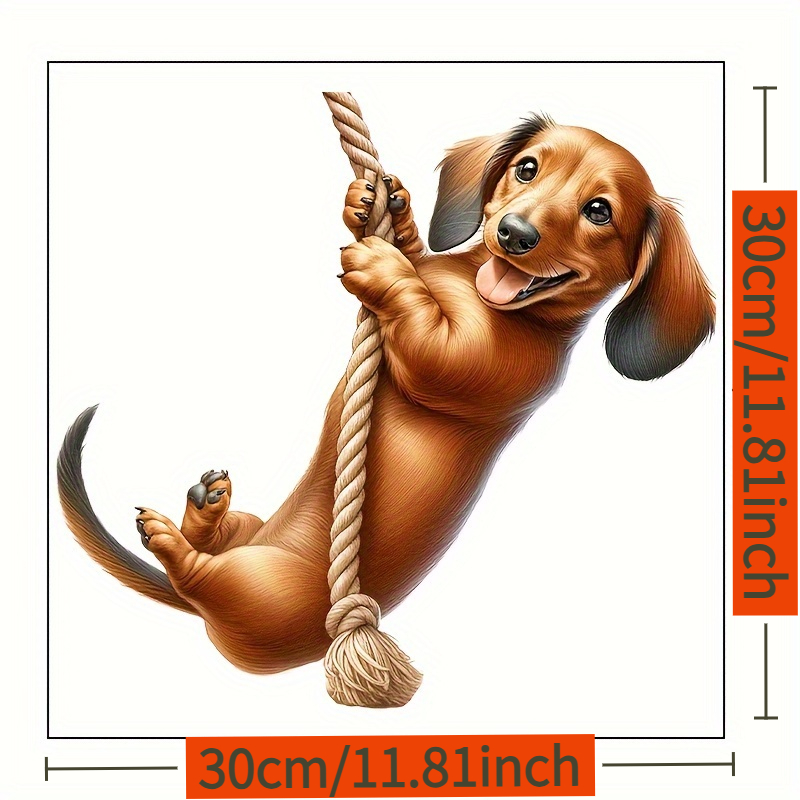 TEMU 1pc Creative Simulation Dachshund Window Sticker Cute Dog Electrostatic Glass Sticker Household Balcony Window Decorative Sticker