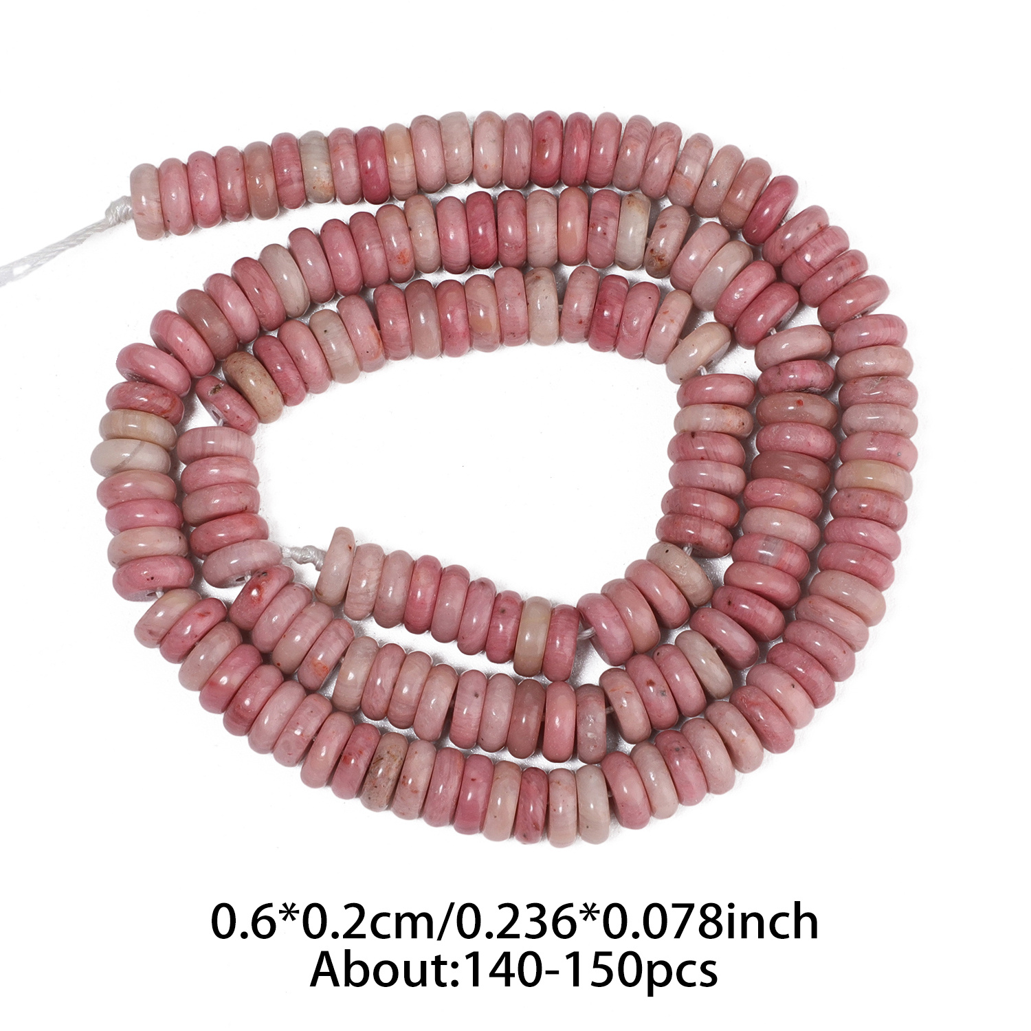 TEMU 2x6mm Natural Stone Rhodochrosite Flat Abacus Beads Gorgeous Loose Beads, For Jewelry Making, Diy Bracelets, Necklaces, Earrings, Handicrafts,