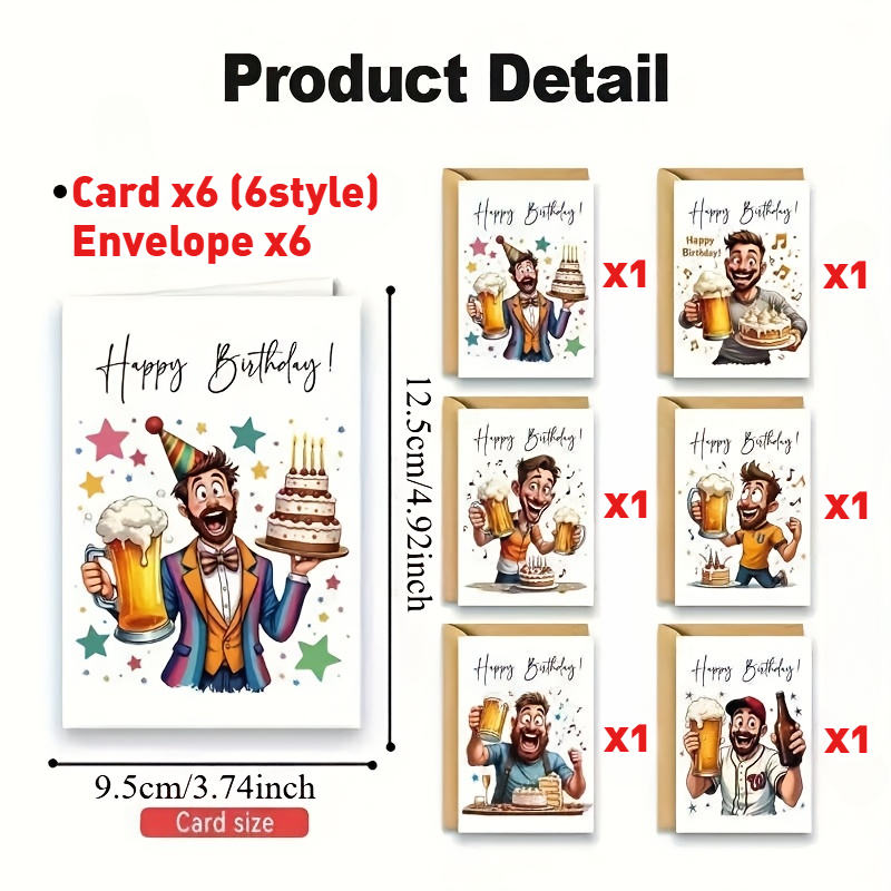 Image of 12pcs Watercolor Birthday Card Set With Envelopes, 6 – Ideal For Birthdays, Congratulations, And Gratitude: Perfect Bulk Gift Pack For Family, , Teachers, Colleagues, And Men