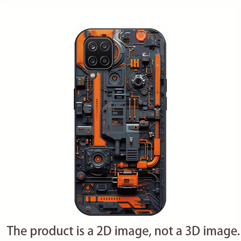 TEMU Phone Case: 2d Flat Cool Mechanical Circuit Hard Tempered Glass Phone Case Suitable For For Galaxy A12| A22/ A22 5g Fashion Casing Back Cover
