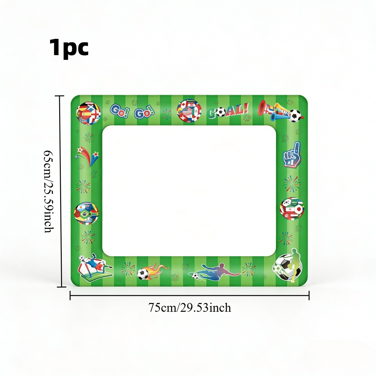 Image of 1pc Giant Inflatable Soccer Photo Booth Frame, Football Themed Selfie Photo Frame, Sports Party Photo Props For Game Day, Decorations, Handheld Photo Booth Props For Adults
